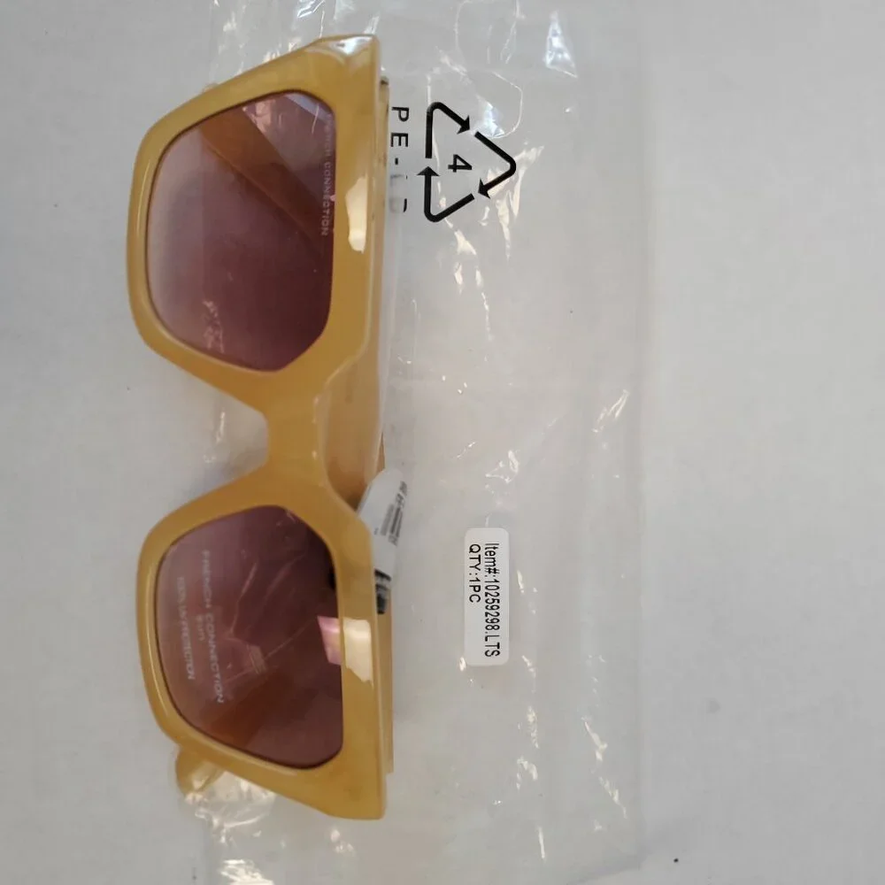 French Connection chunky square sunglasses with gradient lens-Sunny Yellow NWT